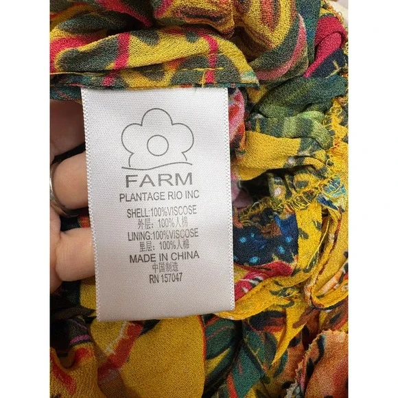 Farm Rio Women's Into The Wild Jungle Tropical Ruffle Dress Resort Boho XS‎ - Picture 9 of 10
